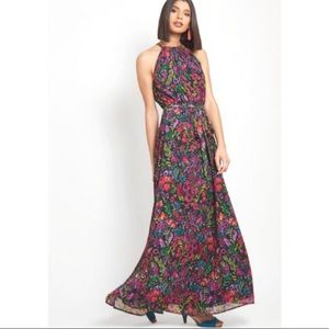 Modcloth Illuminated Elegance Floral Print Waist Tie Maxi Dress szM NWT